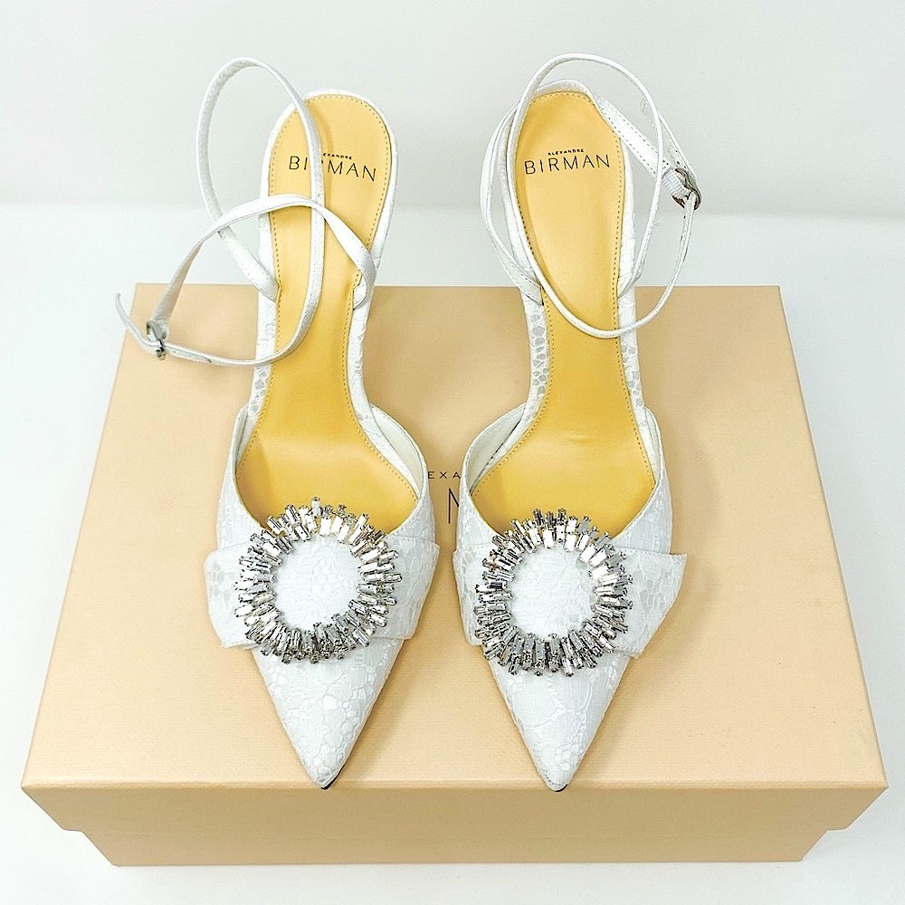 Sold - Alexandre Birman Madelina Lace Embellished Bridal Pumps